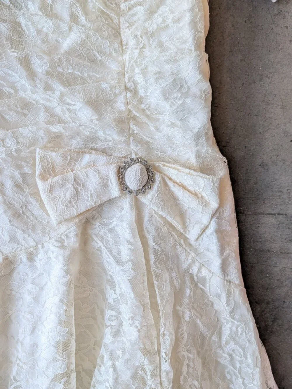 Vintage 80s Union Made Ivory Lace Off The Shoulder Midi Dress Party Wedding Prom